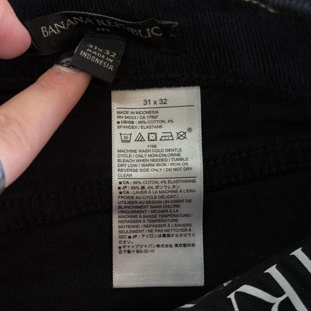 Banana Republic Pants Mens 31x32 Black‎ Corduroy Straight Leg Stretch Casual